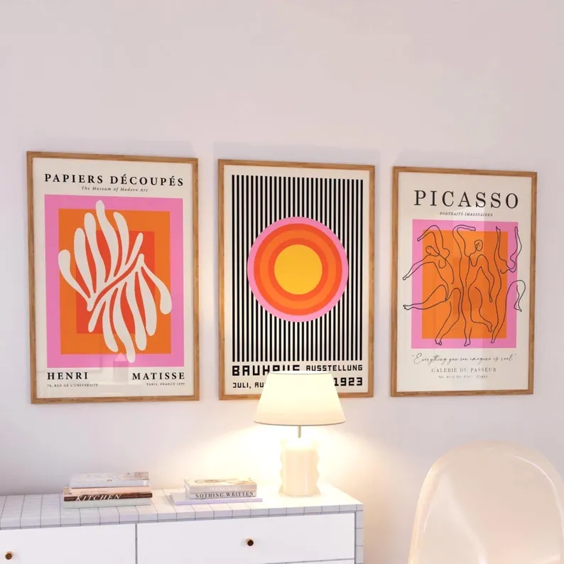 Home Decor Theme - 3 шт. Современные оранжевые картины на